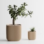Plant Pot Double Rib Rounded Cube