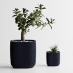 Plant Pot Rib Rounded Cube