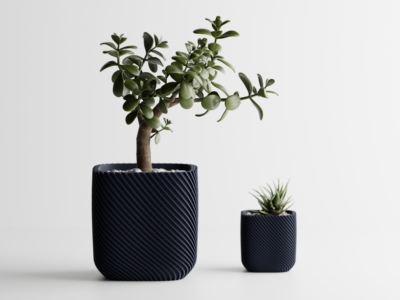 Maceta Rib Rounded Cube