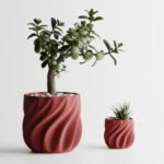 Plant Pot Smooth Ribs Curved